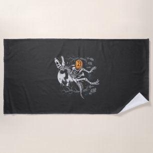Serviette De Plage Cimetière de citrouille d'Halloween de squelette d