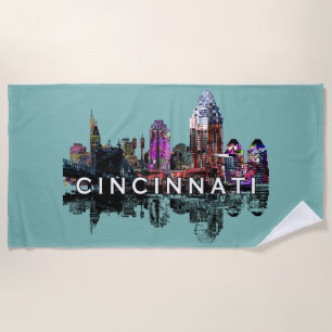 Serviette De Plage Cincinnati, Ohio recouvert de graffiti Beach Towel