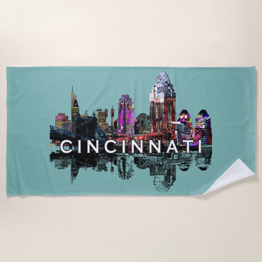 Serviette De Plage Cincinnati, Ohio recouvert de graffiti Beach Towel (Devant)