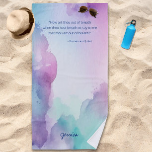 Serviette De Plage Citation aquarelle pastel rose et bleu amusante