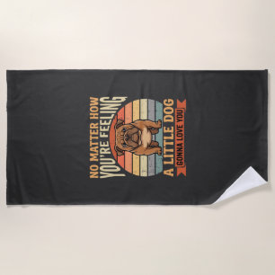 Serviette De Plage Citation d'amour de bouledogue drôle Rétro Chien