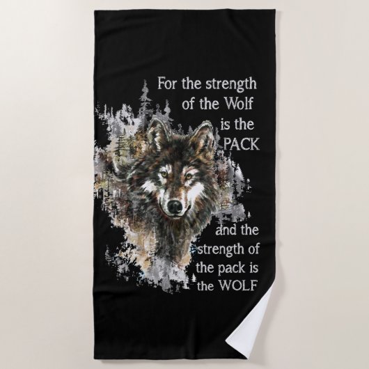 Serviette De Plage Citation de loup et de pack - Collection d'animaux (Devant)