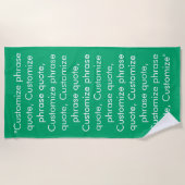 Serviette De Plage Citation de phrase personnalisée jade vert blanc m (Devant)