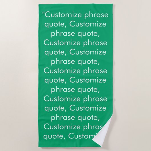 Serviette De Plage Citation de phrase personnalisée jade vert blanc m (Devant)