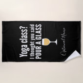 Serviette De Plage Citation De Vin Drôle - Cours De Yoga ? Verser un  (Devant)