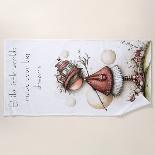 Serviette De Plage Citation fantaisiste et fille (Devant)