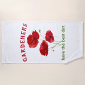 Serviette De Plage Citation Jardin amusant Aquarelle Rouge Pavot Fleu (Devant)