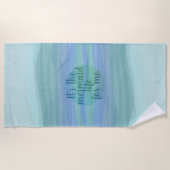 Serviette De Plage Citation Mermaid Aquarelle Waves Blue Beach Towne (Devant)