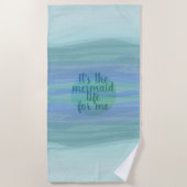 Serviette De Plage Citation Mermaid Aquarelle Waves Blue Beach Towne (Devant)