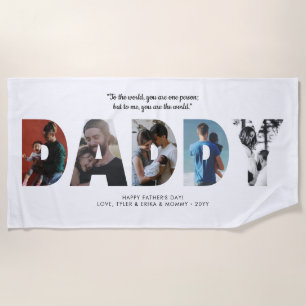 Serviette De Plage Citation photo moderne simple DADDY Happy Fête des