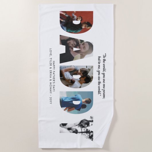 Serviette De Plage Citation photo moderne simple DADDY Happy Fête des (Devant)