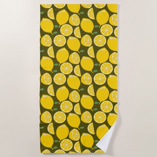 Serviette De Plage Citron Jaune Moderne Amusant mignon (Devant)