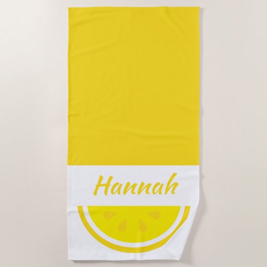 Serviette De Plage Citron jaune personnalisé (Devant)