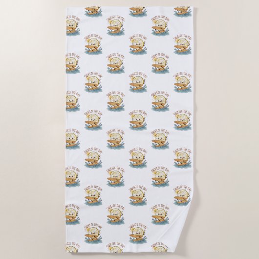 Serviette De Plage Citron mignonne "Squeeze the day" Été (Devant)