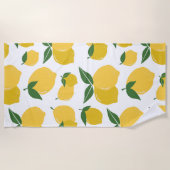 Serviette De Plage Citron Motif Fruit Rétro Jaune Sur Blanc (Devant)