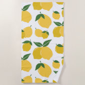 Serviette De Plage Citron Motif Fruit Rétro Jaune Sur Blanc (Devant)