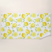 Serviette De Plage Citrons et feuilles (Devant)