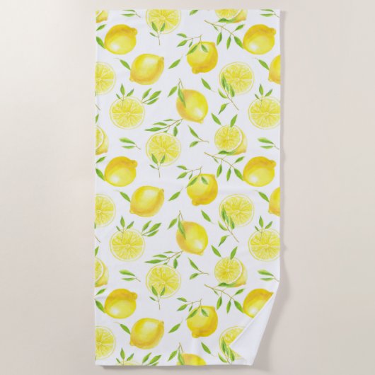 Serviette De Plage Citrons et feuilles (Devant)