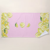 Serviette De Plage Citrons frais citrons rose jaune Aquarelle citrons (Devant)