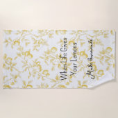 Serviette De Plage Citrons jaunes blancs chic (Devant)