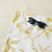 Serviette De Plage Citrons jaunes blancs chic (En situation)