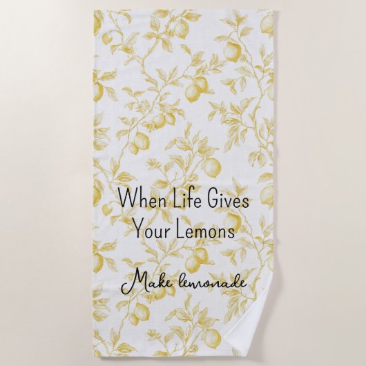 Serviette De Plage Citrons jaunes blancs chic (Devant)