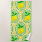 Serviette De Plage Citrons jaunes rétro (Devant)