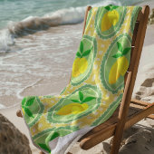 Serviette De Plage Citrons jaunes rétro