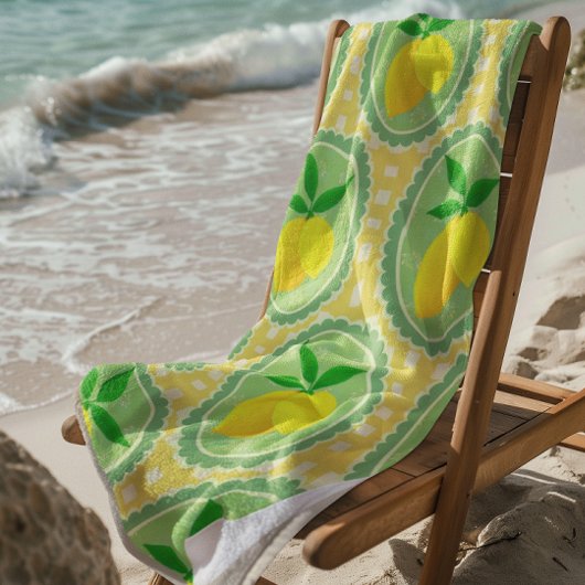 Serviette De Plage Citrons jaunes rétro