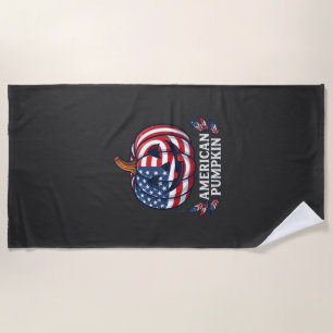 Serviette De Plage Citrouille Américaine Halloween Drapeau Usa Étoile