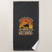 Serviette De Plage Citrouille Chat Noir Halloween Design Vectoriel (Devant)