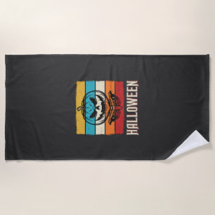 Serviette De Plage Citrouille Crâne Halloween Rétro Vintage