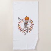 Serviette De Plage Citrouille de crâne de squelette de danse d'Hallow (Devant)