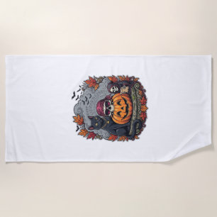 Serviette De Plage Citrouille de Halloween Chat Crâne Faucheuse Autom