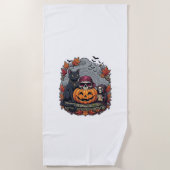 Serviette De Plage Citrouille de Halloween Chat Crâne Faucheuse Autom (Devant)