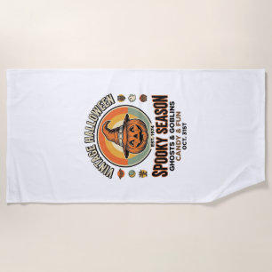 Serviette De Plage Citrouille d'Halloween Chapeau de Sorcière Vintage