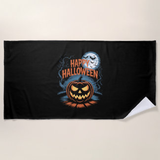 Serviette De Plage Citrouille d'Halloween effrayante