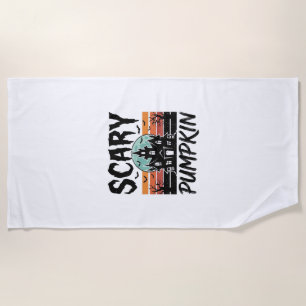Serviette De Plage Citrouille Effrayante Maison Hantée Vintage Hallow