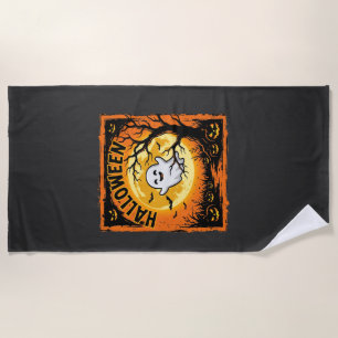 Serviette De Plage Citrouille fantôme d'Halloween Arbre ensorcelé