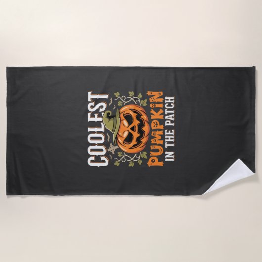 Serviette De Plage Citrouille la plus cool du patch design Halloween (Devant)