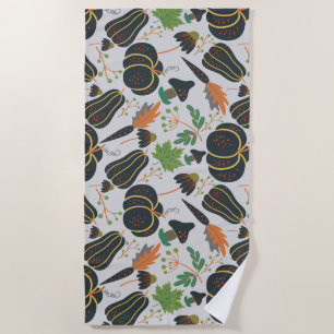 Serviette De Plage Citrouille sans soudure carotte motif noir et blan