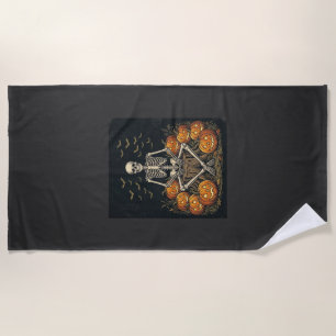 Serviette De Plage Citrouille squelette Halloween Design Rétro Vintag