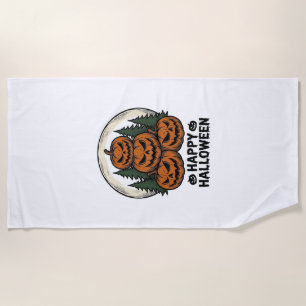 Serviette De Plage Citrouille Vintage Halloween Jack O Lanterne Forêt