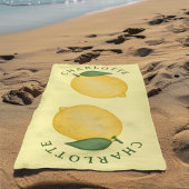 Serviette De Plage Citrus citron jaune monogramme d'été tendance