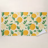 Serviette De Plage Citrus citron jaune motif de fruits tropicaux (Devant)