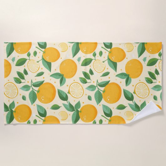 Serviette De Plage Citrus citron jaune motif de fruits tropicaux (Devant)