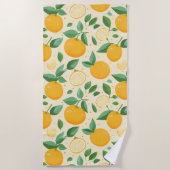 Serviette De Plage Citrus citron jaune motif de fruits tropicaux (Devant)