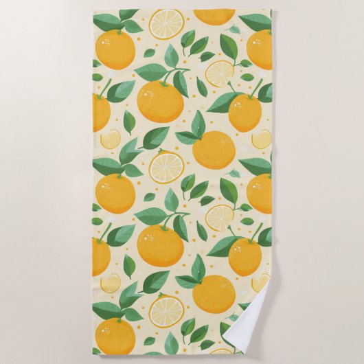 Serviette De Plage Citrus citron jaune motif de fruits tropicaux (Devant)