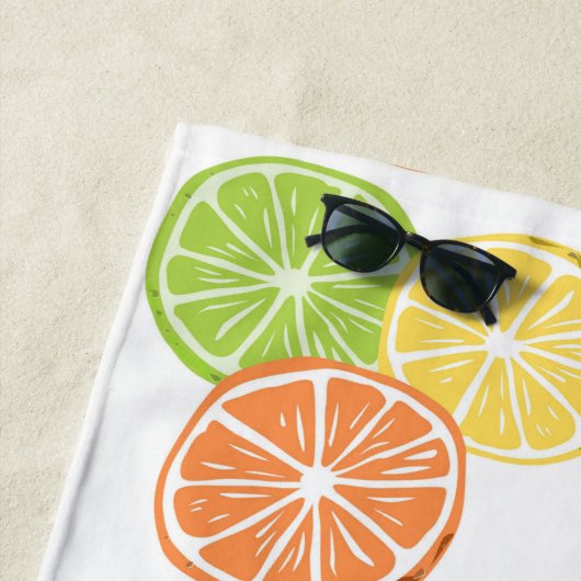 Serviette De Plage Citrus Orange Citron Lime été (En situation)