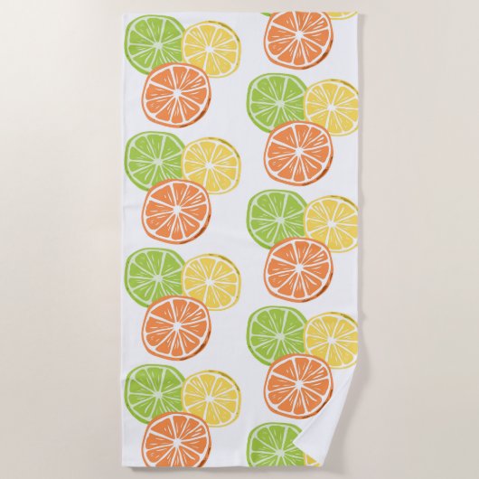 Serviette De Plage Citrus Orange Citron Lime été (Devant)